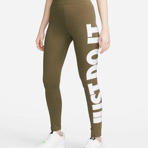Nike Womens Sportswear Essential High-Waisted Graphic Leggings in Green
